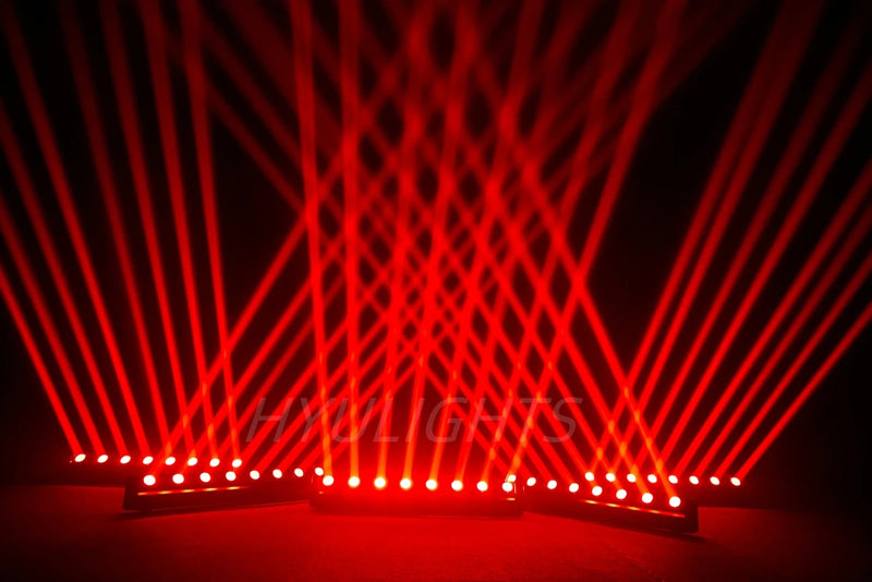 Barre LED DMX 8 faisceaux, lot de 2 – rayons rouges croisés