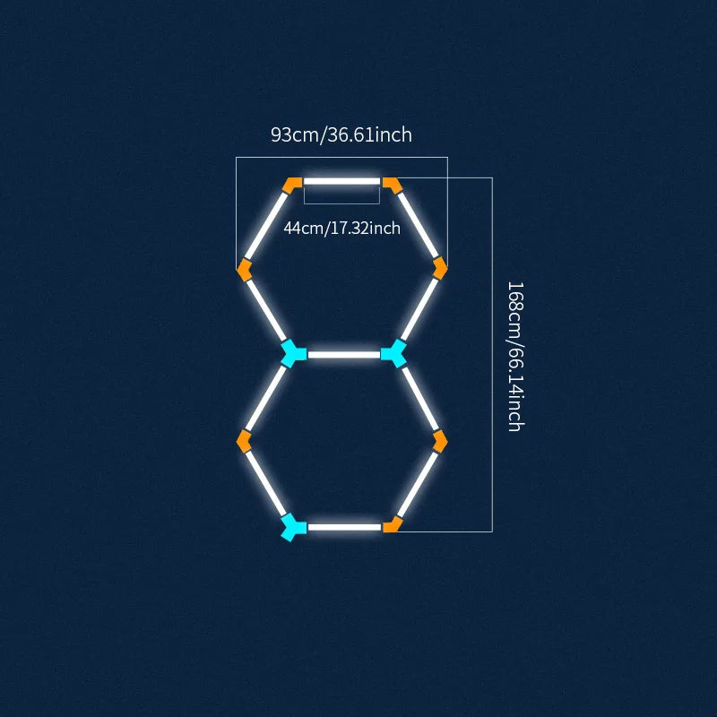 Plafonnier LED nid d'abeille – format de 2 hexagones de 93 x 168 cm