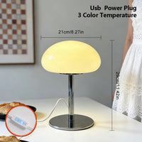 Lampe nuage en verre à dôme sur pied chromé, USB, 3 teintes