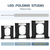 Tente de prise de vue LED – trois tailles de tente pliante et rampe LED
