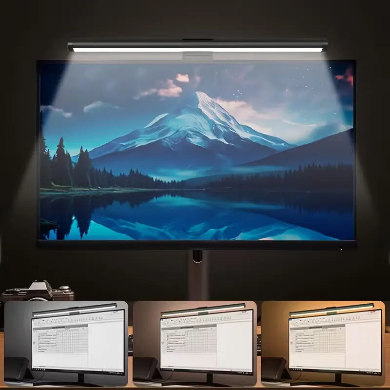 Barre lumineuse écran tactile – barre au-dessus d'un moniteur et trois réglages de blanc