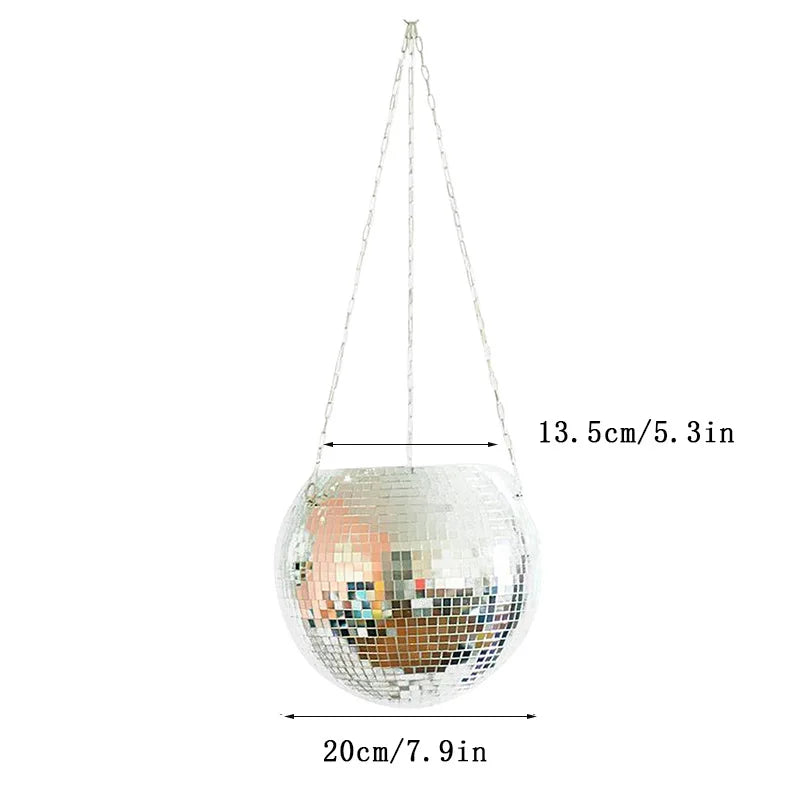 Jardinière boule à facettes – modèle 20 cm argenté, ouverture de 13,5 cm