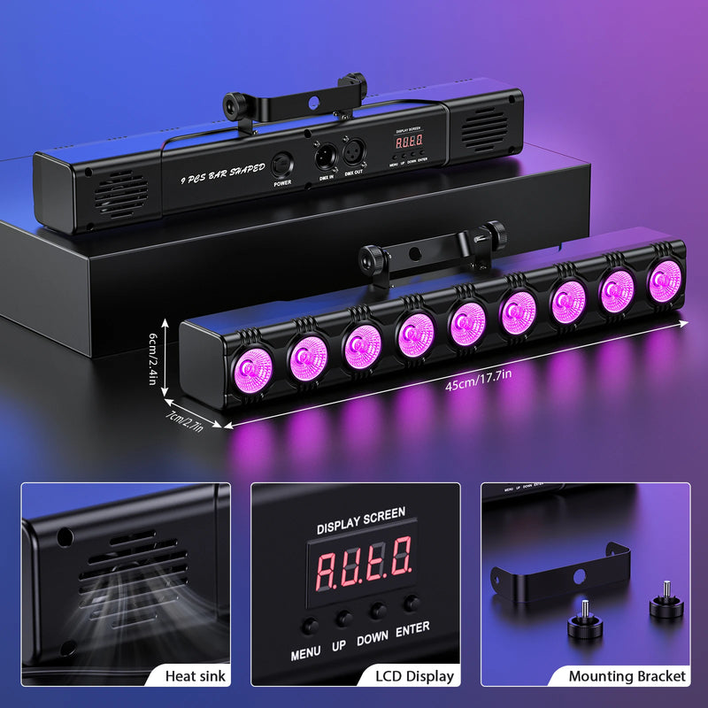 Barre LED RGBW pour éclairage mural, lot de 4, DMX, 36 ou 200 W