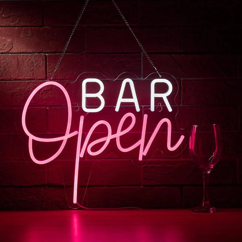 Néon bar LED « Bar Open » à suspendre, USB, 10 modèles