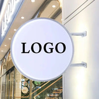 Enseigne drapeau lumineuse ronde double face 50 cm LED étanche IP67
