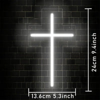 Néon LED croix lumineuse blanche – dimensions : 24 x 13,6 cm