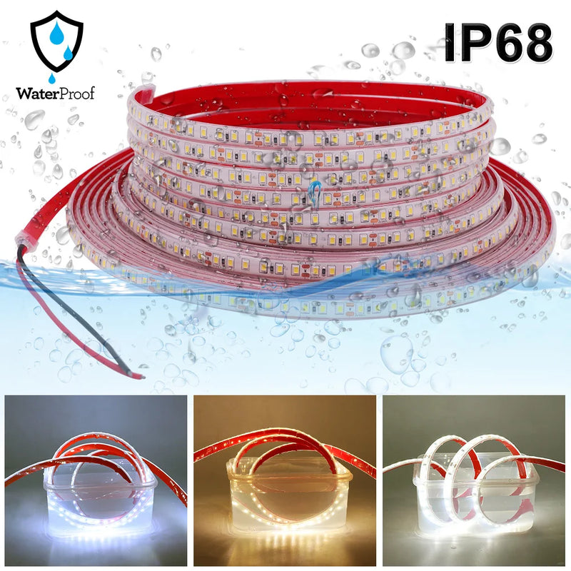 Ruban LED extérieur IP68, 120 LED/m, 12/24 V, 0,5 à 20 m