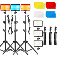 Panneau LED vidéo USB avec trépied et filtres colorés, lot de 2 ou 3