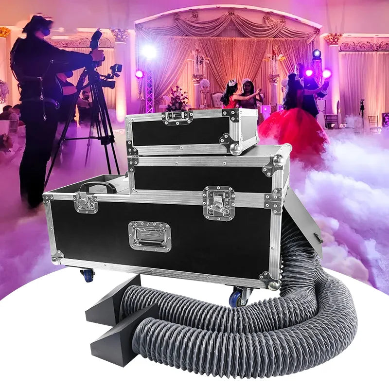 Machine à brouillard bas à eau 3000 ou 5000 W – machine en flight case à roulettes avec gaine d'air et nappe de brouillard lors d'une danse de mariage