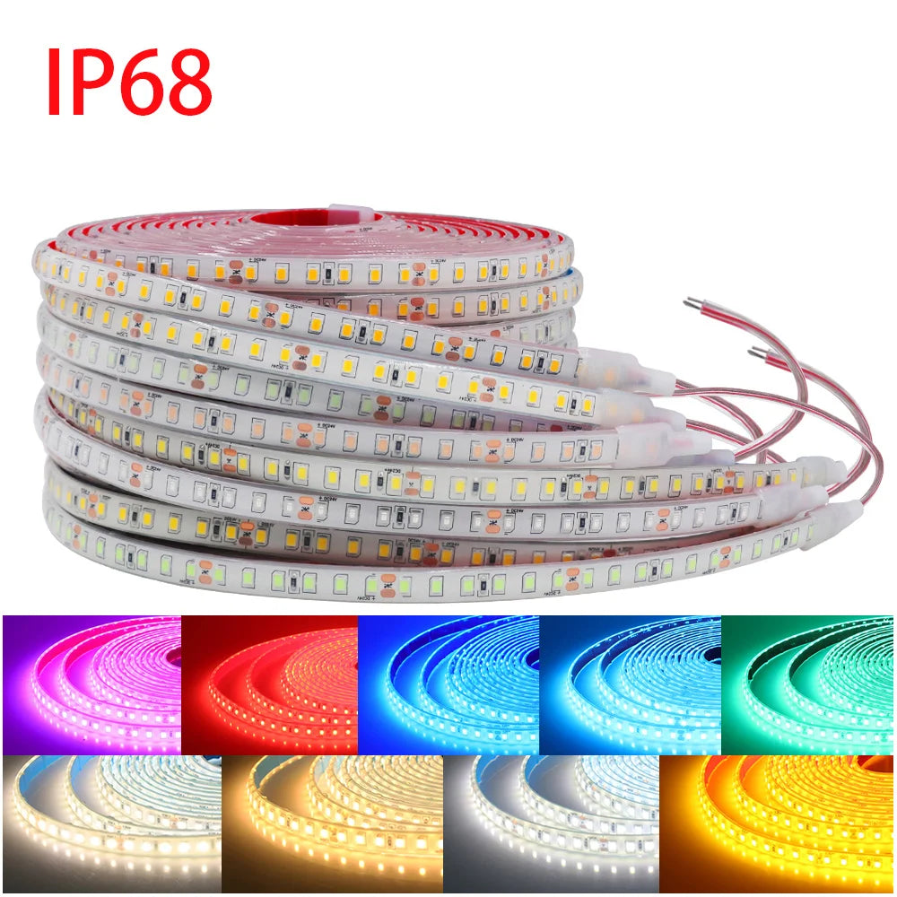 Ruban LED extérieur IP68, 120 LED/m, 12/24 V, 0,5 à 20 m