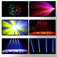 Lyre LED beam 150 W – exemples de faisceaux, de gobos et de prismes