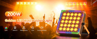 Projecteur LED carré 200 W laveur de mur – projecteur allumé en doré devant une foule en concert