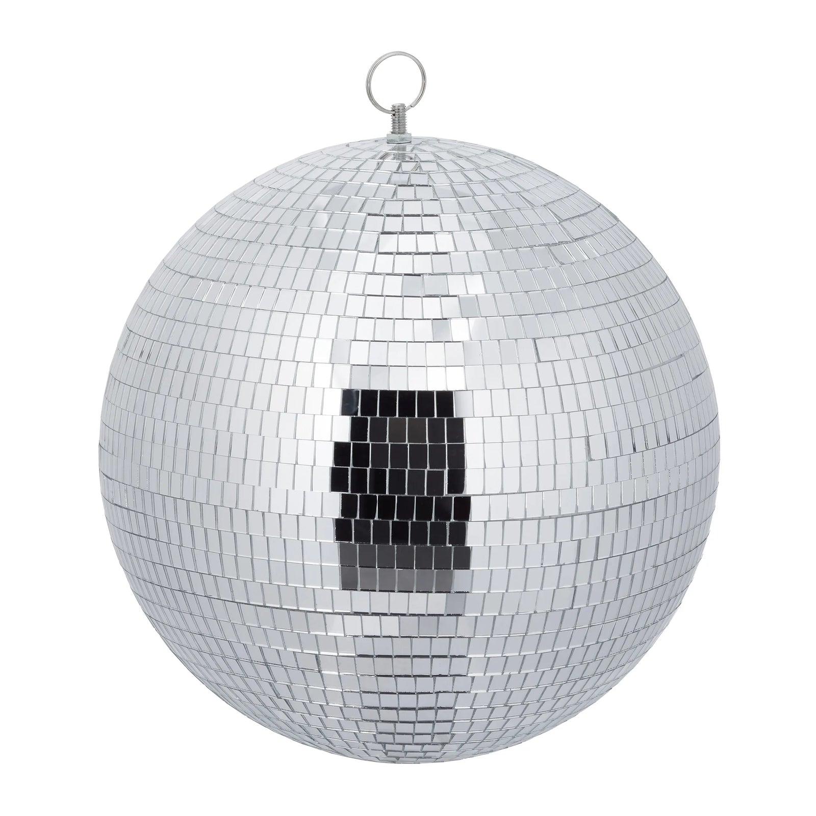 Boule disco argentée 30 cm à suspendre, miroirs en verre sur mousse