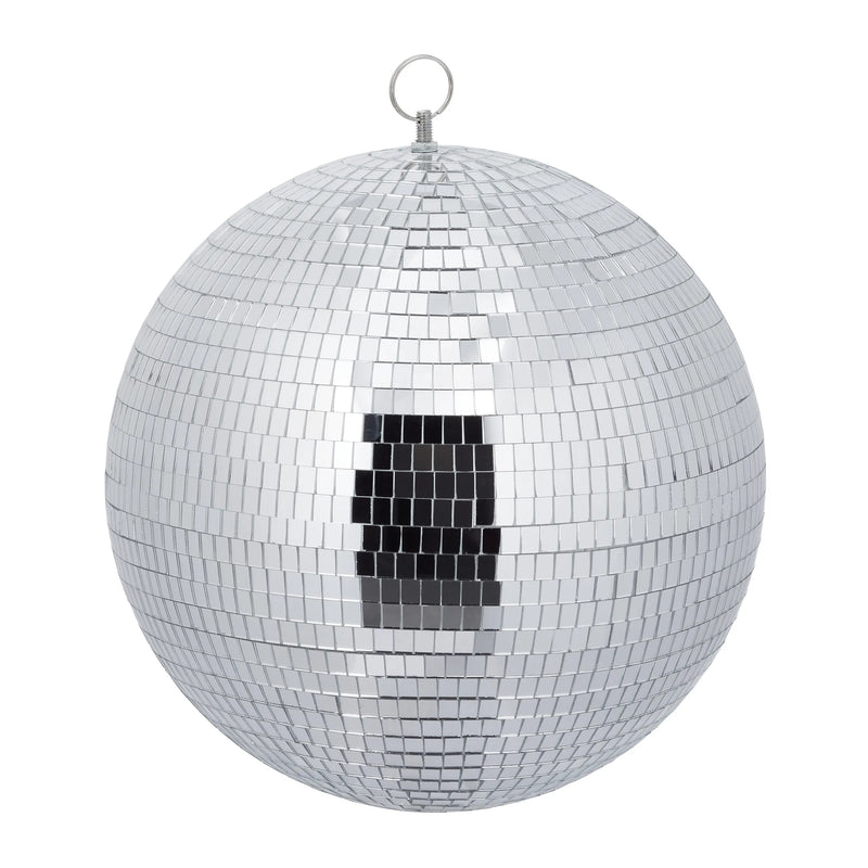 Boule disco argentée 30 cm à suspendre, miroirs en verre sur mousse