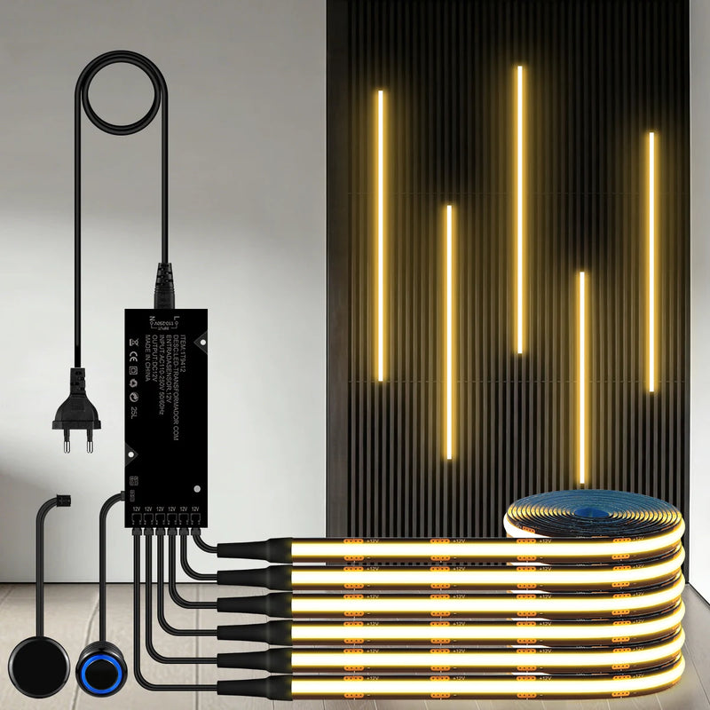 Ruban LED tasseau bois noir à interrupteur tactile, kit 1 à 10 rubans