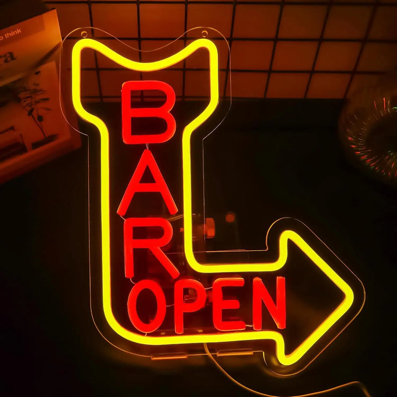 Néon bar LED « Bar Open » à suspendre, USB, 10 modèles