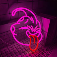 Néon LED mural tête rose à langue rouge, 62 LED, USB 5 V