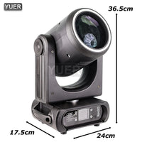 Lyre beam LED 250 W à anneau, focus et frost, 14 gobos, prismes 6 + 12, DMX 14 canaux