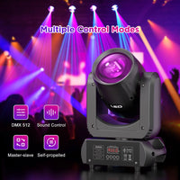 Lyre beam LED COB 80 W, 18 prismes, 7 gobos, DMX 12 canaux, à l'unité ou par lot