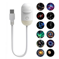 Mini projecteur galaxie USB – lampe à base lumineuse et câble en U avec 12 films couleur