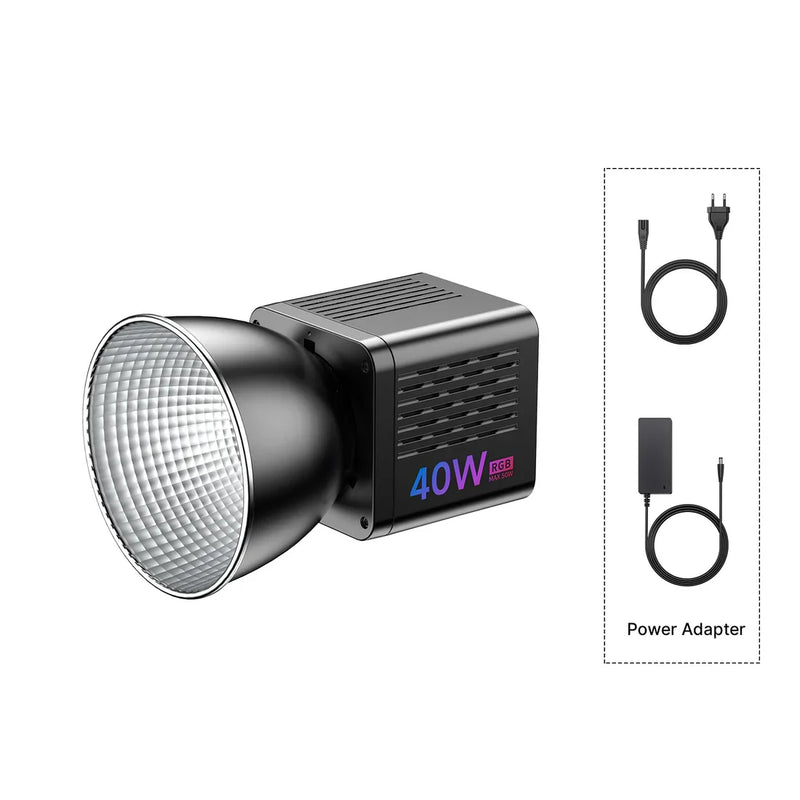 Mini lumière COB RGB 40 W rechargeable, 2500 à 6500 K, 20 effets