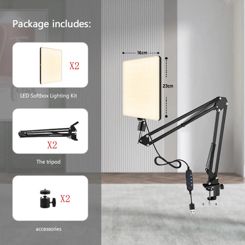 Key light LED USB à bras articulé pour visioconférence et streaming