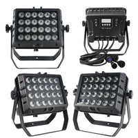 Projecteur PAR LED carré étanche IP65, 24 LED RGBWA UV, DMX512