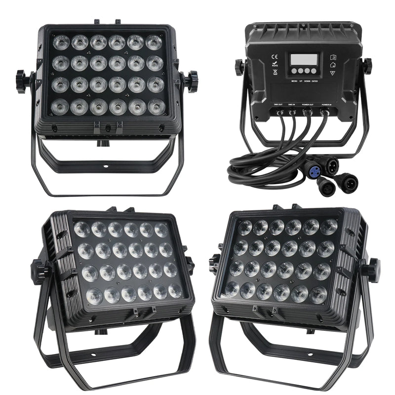 Projecteur PAR LED carré étanche IP65, 24 LED RGBWA UV, DMX512