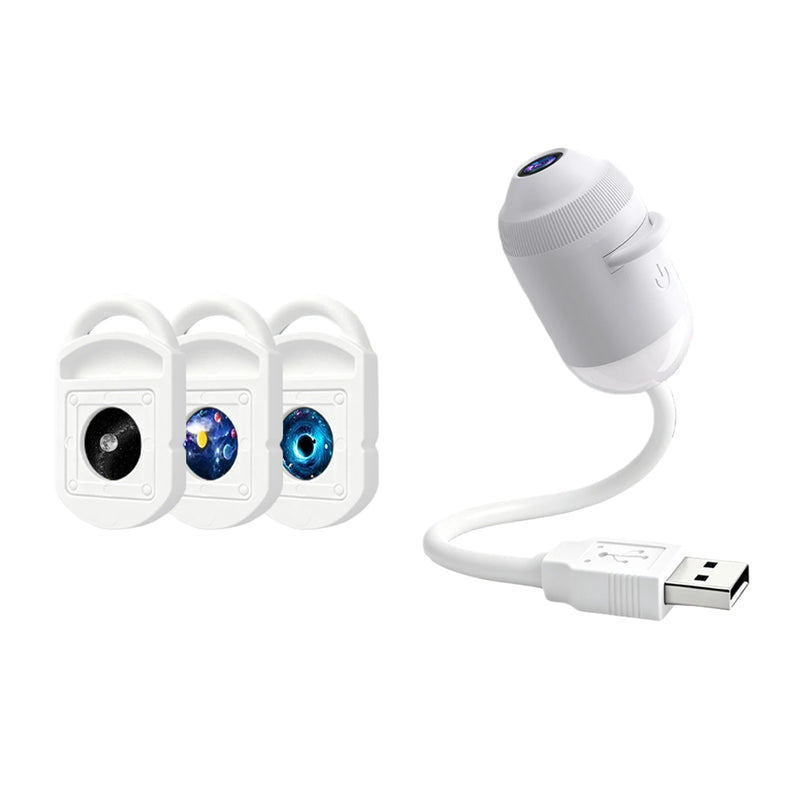 Mini projecteur galaxie USB – capsule blanche à bras flexible et 3 films