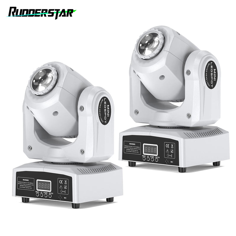 Lot de 2 mini lyres LED spot 10 W blanches, 7 gobos, DMX 9 ou 11 canaux