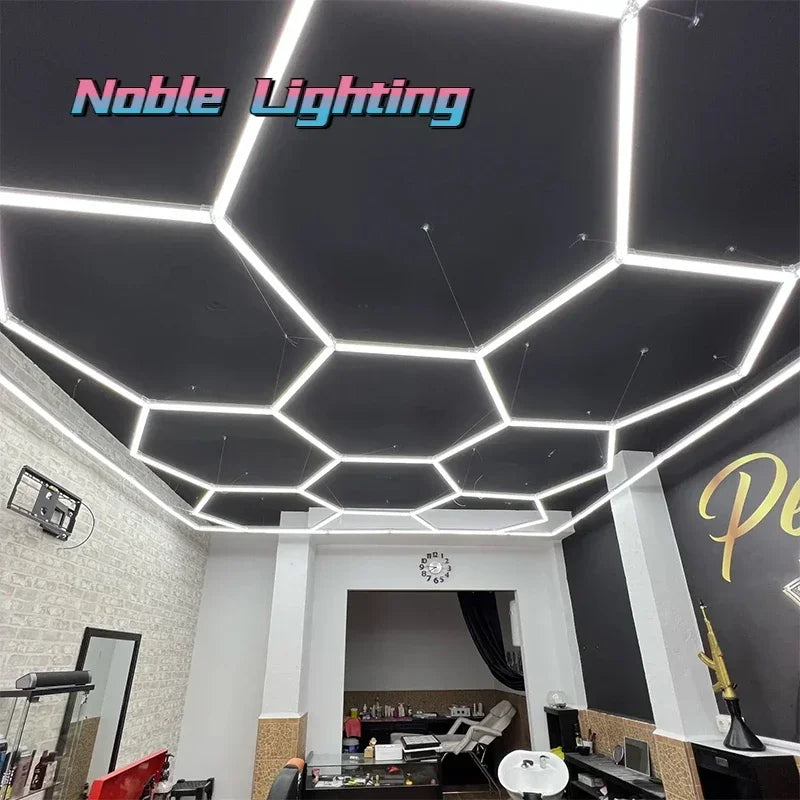 Éclairage LED nid d'abeille pour barbier et atelier, de 1 à 19 hexagones