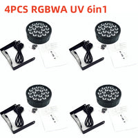 PAR LED plat 18 LED – lot de 4 projecteurs RGBWA UV 6 en 1 sans télécommande