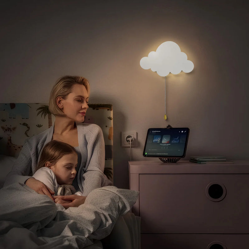 Lampe nuage murale en bois à piles pour chambre d'enfant, 3 formes
