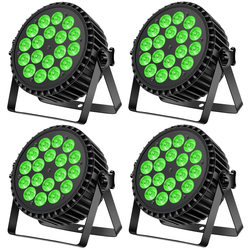Projecteur PAR LED 18 LED RGBW 200 W, lot de 4, DMX