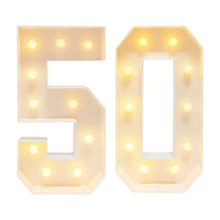Chiffres lumineux géants 50 ans, 100 cm en carton mousse, à piles