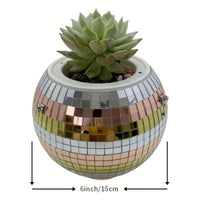 Jardinière boule à facettes – boule à bandes de miroirs colorés, 15 cm de diamètre