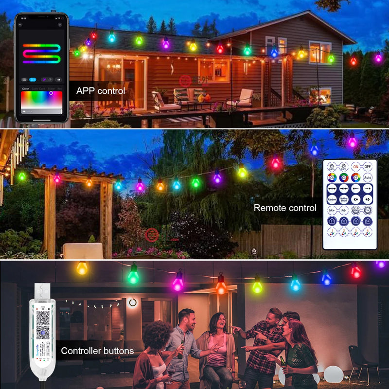 Guirlande guinguette connectée RGBIC Bluetooth G40, USB, 15 ou 30 m