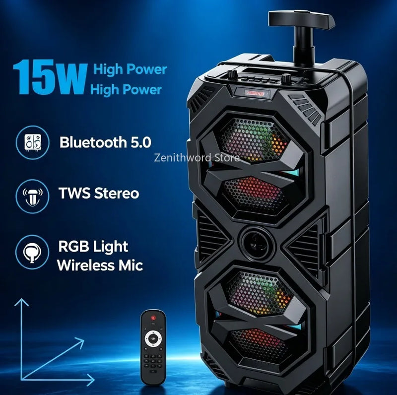 Enceinte karaoké lumineuse – fonctions Bluetooth, TWS, lumière RGB et micro sans fil
