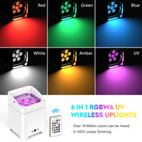 Uplight sans fil batterie 9600 mAh RGBWA UV DMX – six couleurs : rouge, vert, bleu, blanc, ambre et UV