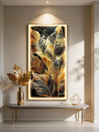 Tableau lumineux feuilles dorées – vue 5