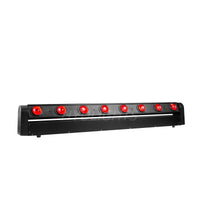 Barre LED DMX 8 faisceaux, lot de 2 – vue de face de la barre aux 8 LED rouges