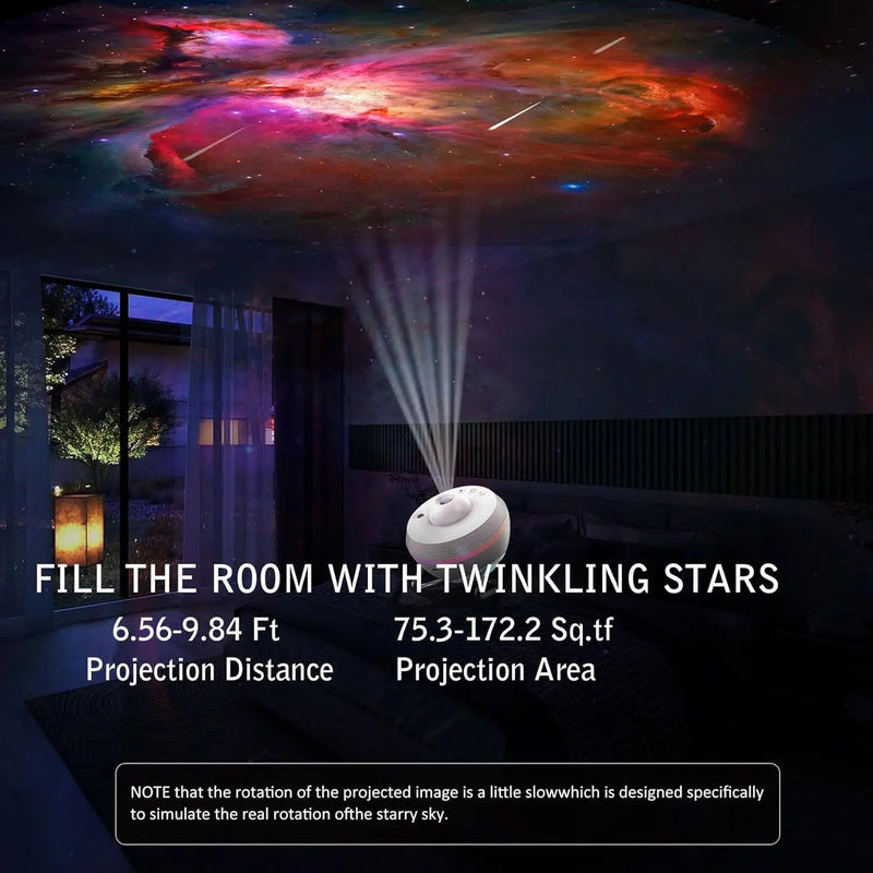 Projecteur galaxie planétarium à météores – portée de projection de 2 à 3 m et surface projetée
