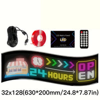 Panneau LED défilant flexible – format 63 x 20 cm (32 x 128 LED) et accessoires fournis