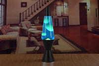 Lampe à lave 36 cm – version bleue, base noire