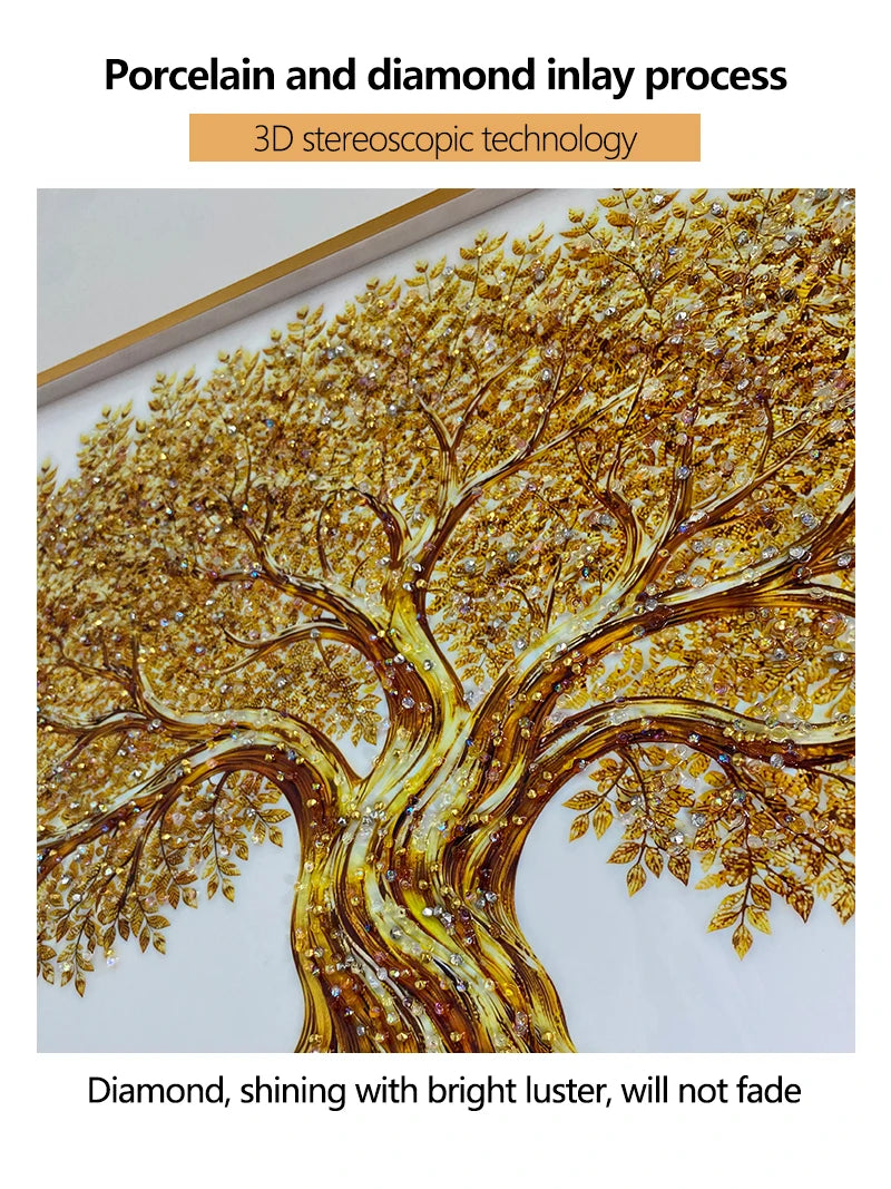 Tableau lumineux feuilles dorées – vue 13