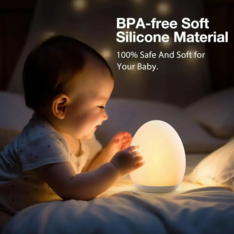 Veilleuse bébé LED en silicone, œuf ou pingouin, 7 couleurs, tactile, rechargeable