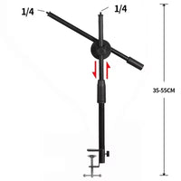 Support de table à bras pivotant – hauteur du mât de 35 à 55 cm et filetages 1/4 de pouce