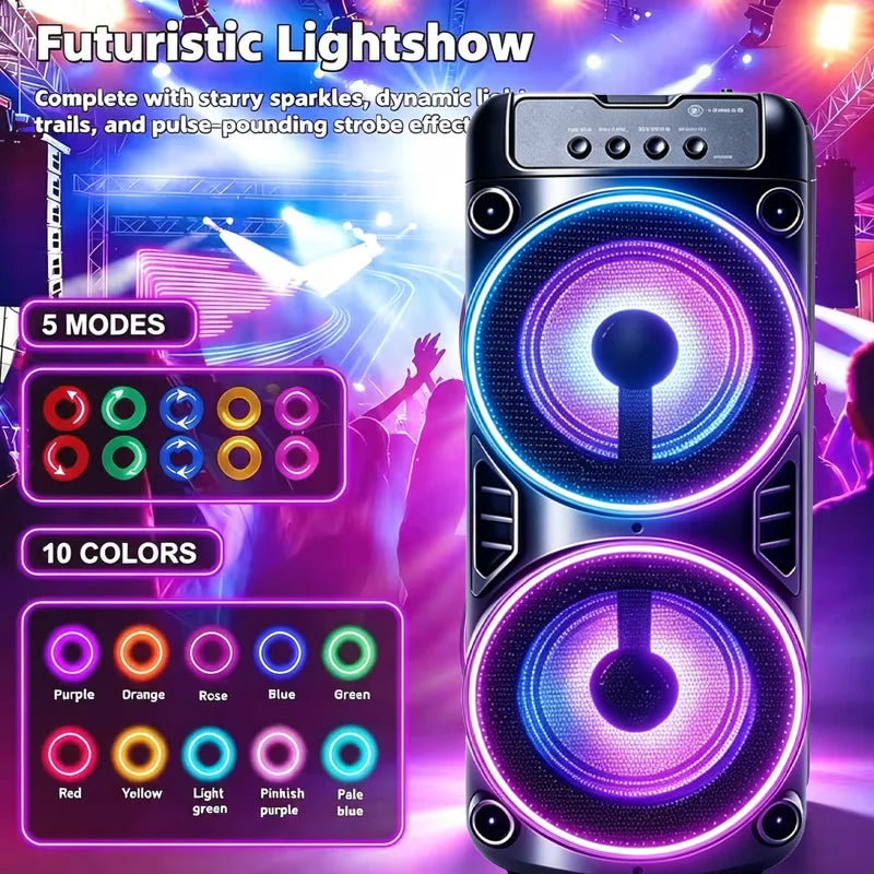 Enceinte Bluetooth lumineuse – éclairage RGB, 5 modes et 10 couleurs