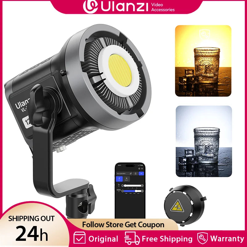 Lumière COB vidéo 120 ou 200 W bicolore ou RGB, application, V-Mount