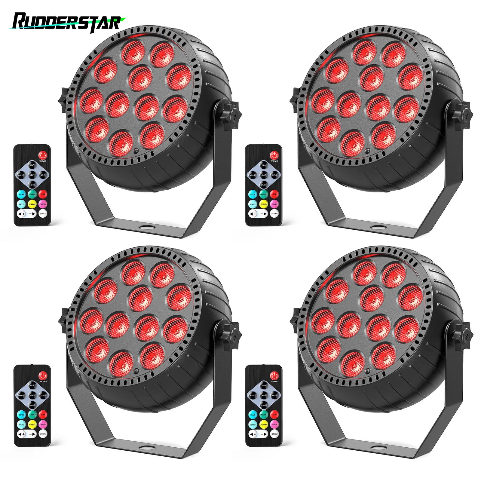 Uplight sans fil rechargeable, lot de 4 mini PAR LED RGB avec télécommande